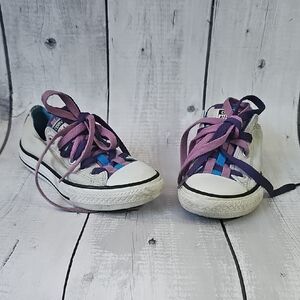 Stylish Kids Converse White and Purple Sneakers